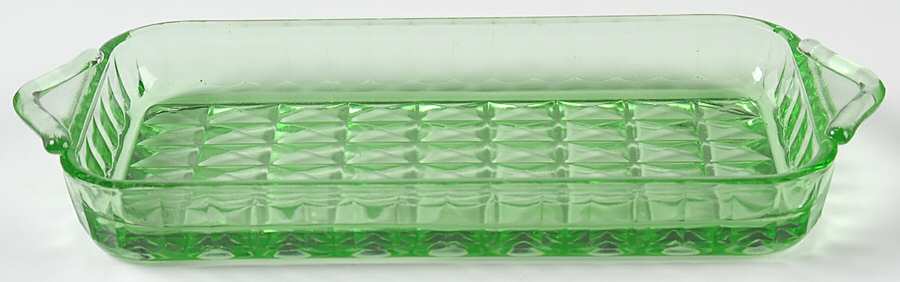 Windsor Green 9" Handled Rectangular Tray by Jeannette-1