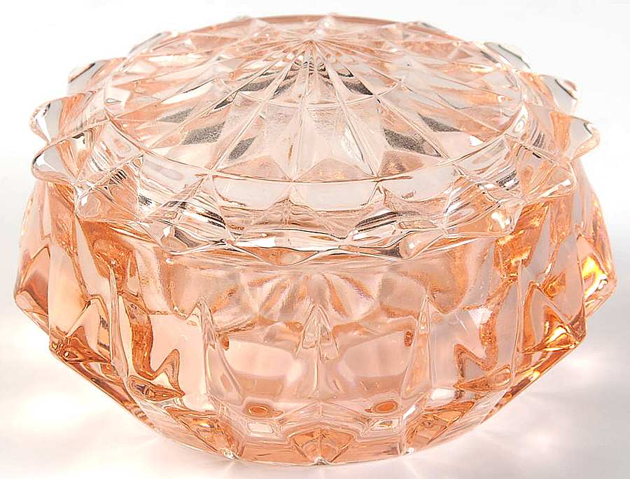 Windsor Pink Round Puff Box with Lid by Jeannette-1