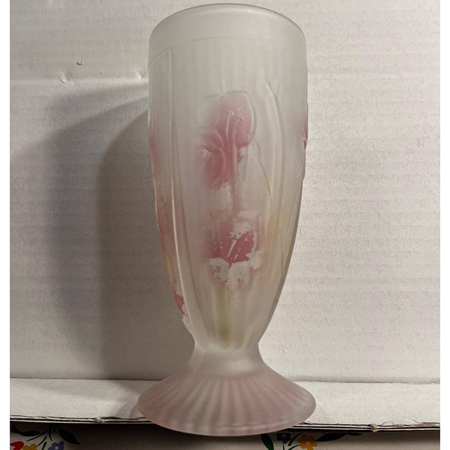 Iris Red Yellow Frosted 12 Oz Footed Tumbler by Jeannette-1
