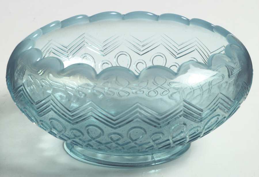 Many Loops Blue Opalescent Rose Bowl by Jefferson Glass-1
