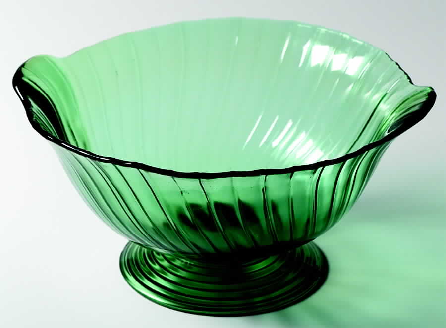 Swirl Ultramarine (Green) 10" Footed Bowl by Jeannette-1