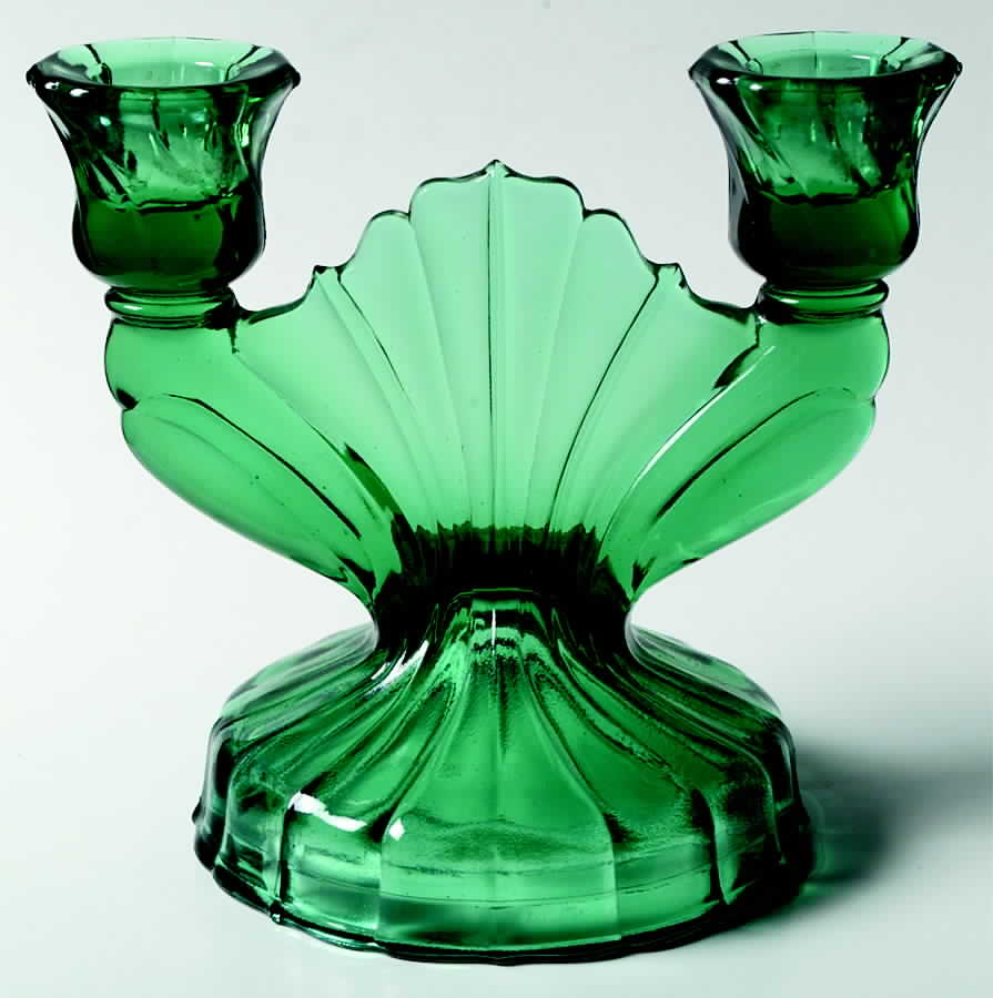 Swirl Ultramarine (Green) Double Light Candlestick by Jeannette-1