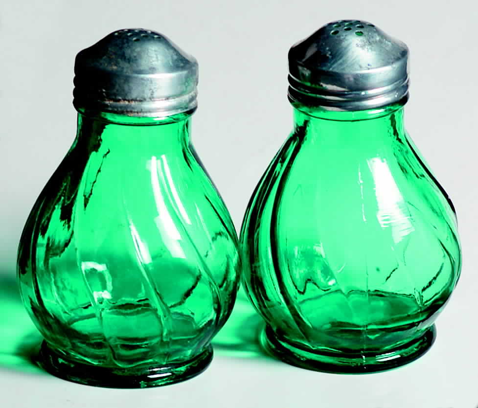Swirl Ultramarine (Green) Shaker Set w/Metal Lids by Jeannette-1
