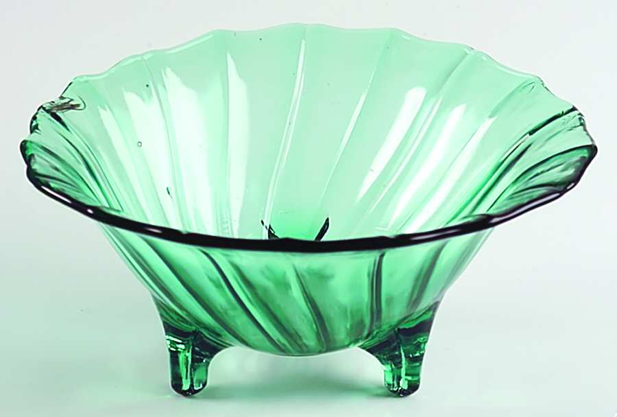 Swirl Ultramarine (Green) 3-Footed Open Candy Dish by Jeannette-1