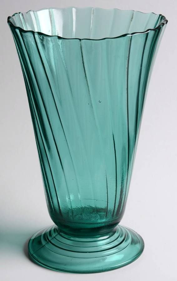 Swirl Ultramarine (Green) 8" Footed Vase by Jeannette-1