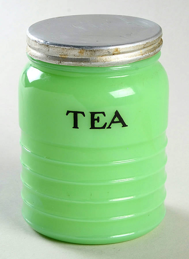 Jadite Tea Canister & Lid by Jeannette-1