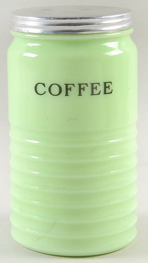 Jadite Coffee Canister & Lid by Jeannette-1