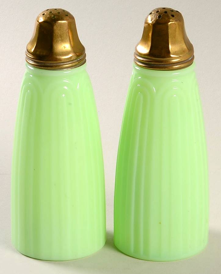 Jadite Shaker Set w/Metal Lids by Jeannette-1