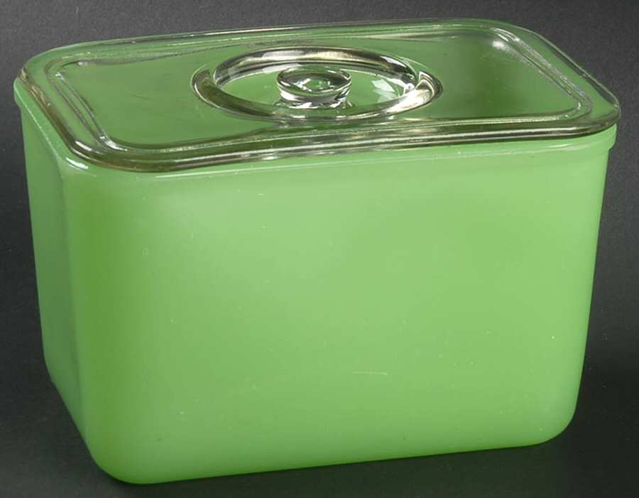 Jadite 6" Rectangular Leftover Dish & Lid by Jeannette-1
