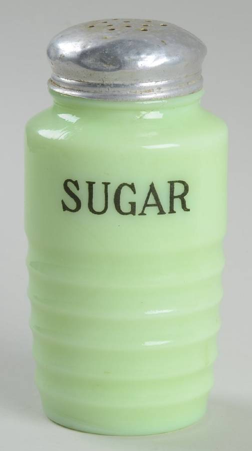 Jadite Sugar Shaker W/Metal Lid by Jeannette-1