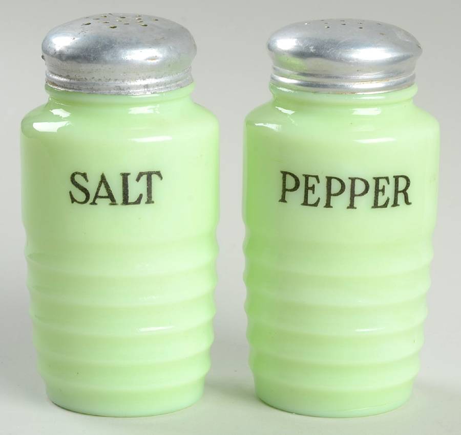 Jadite Salt and Pepper Set by Jeannette-1