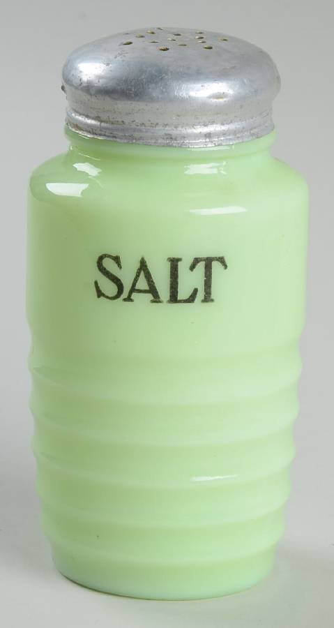 Jadite Salt Shaker & Lid by Jeannette-1
