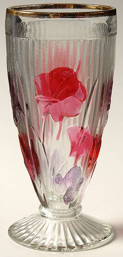 Iris Ruby Flash (Gold Trim) 8 Oz Footed Tumbler by Jeannette-1
