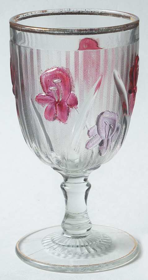 Iris Ruby Flash (Gold Trim) Water Goblet by Jeannette-1