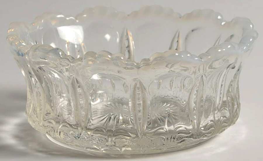 Iris with Meander White Opalescent Small Fruit Dessert Bowl by Jefferson Glass-1