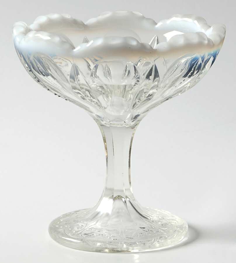 Iris with Meander White Opalescent Open Jam/Jelly by Jefferson Glass-1