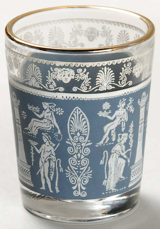 Corinthian Blue Whiskey Glass by Jeannette-1