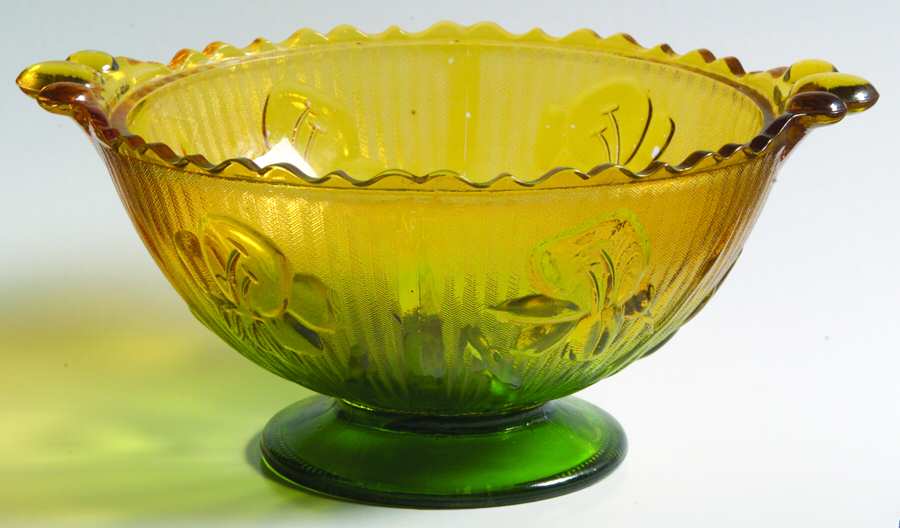 Iris Green Yellow 3" Open Candy Dish/Vase by Jeannette-1