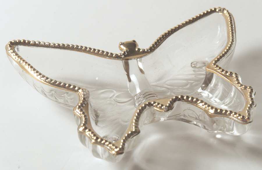 Butterfly Clear (Gold Trim) Ashtray by Jeannette-1