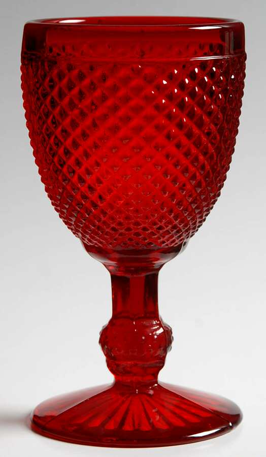 Diamond Point Ruby Water Goblet by Ivima-1
