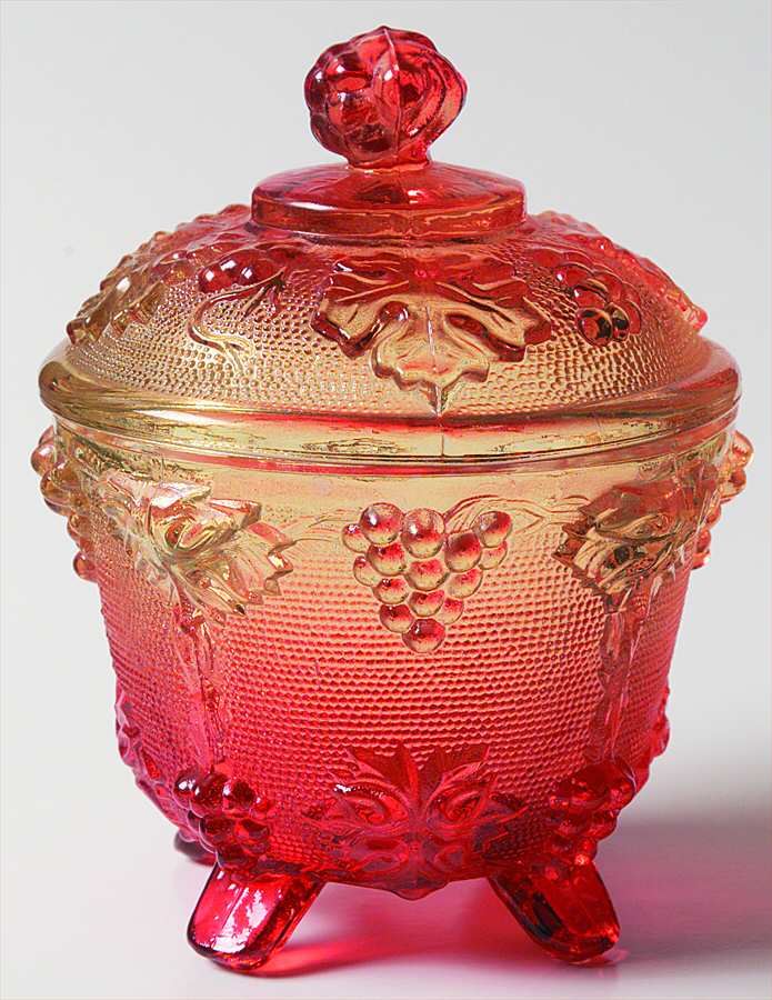 3525 Amberina Footed Candy Dish & Lid by Jeannette-1