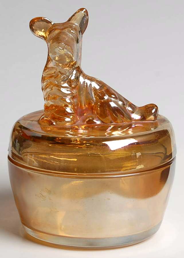 Jeannette Animals & Figurines Marigold Scottie Powder Jar & Lid by Jeannette-1