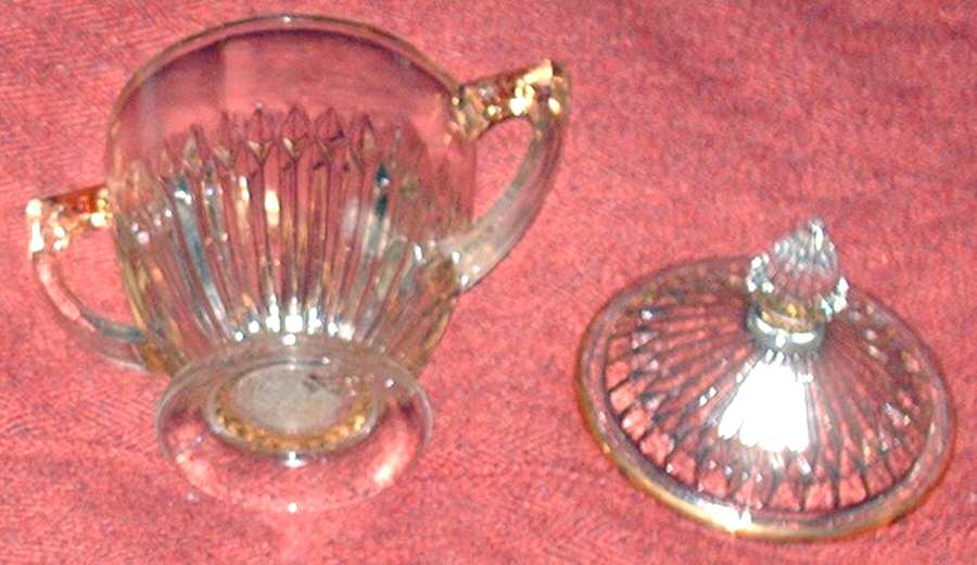 Anniversary Gold Sugar Bowl & Lid by Jeannette-1