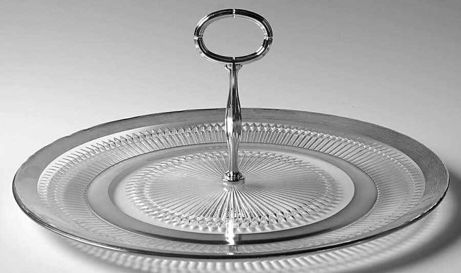 Anniversary Platinum Sandwich Plate with Metal Handle by Jeannette-1