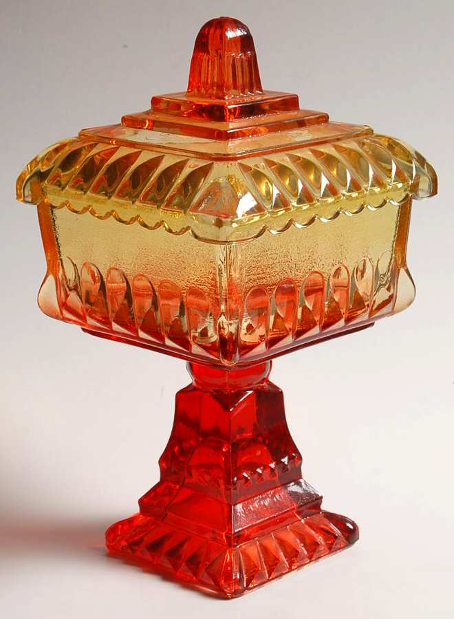 Wedding Amberina Small Wedding Bowl & Lid by Jeannette-1