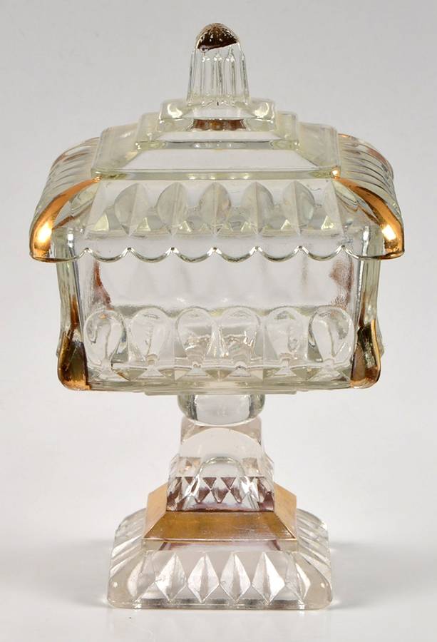 Wedding Clear (Gold Trim) Small Wedding Bowl & Lid by Jeannette-1
