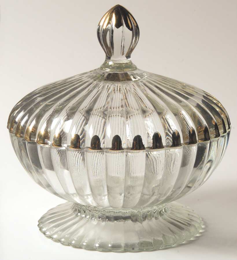 National (Gold Accents) Candy Jar & Lid by Jeannette-1