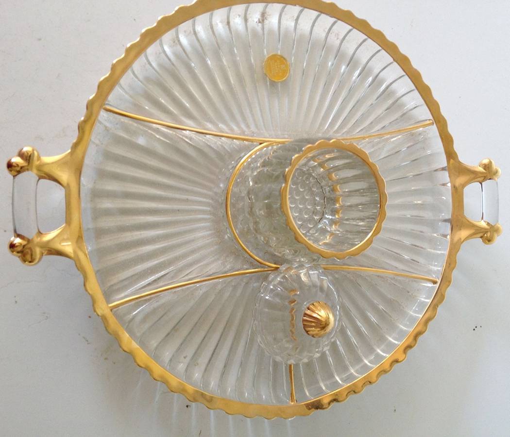 National (Gold Accents) 3 Piece Relish Set (6 Part Relish & Jar) by Jeannette-1