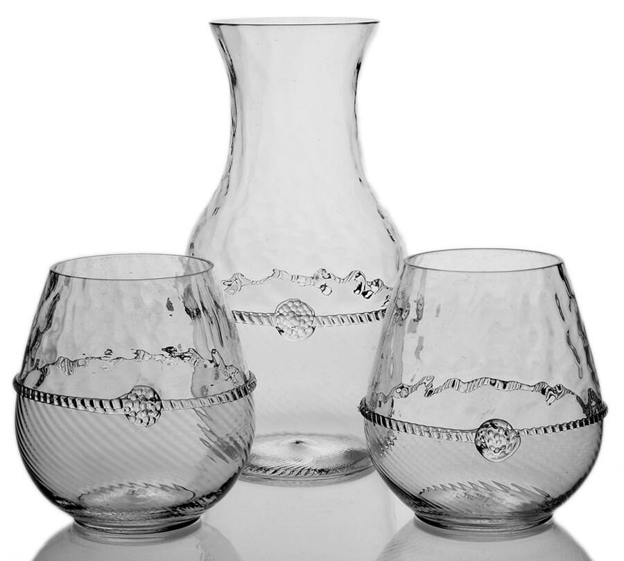 Graham (3pc) Wine Set (2 Stemless Red Wine & Carafe) by Juliska Glassware-1