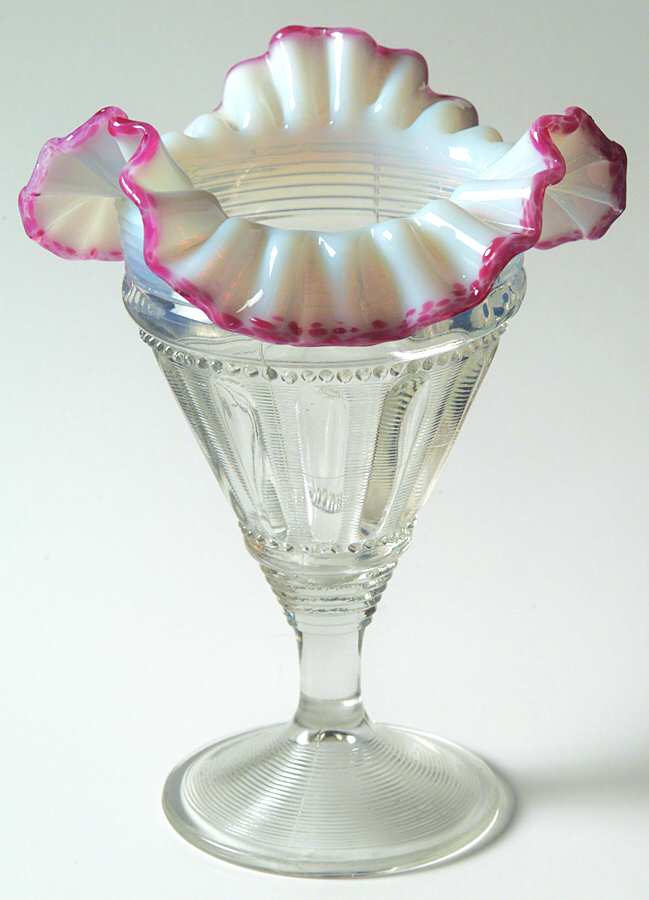 Fluted Bars and Beads 6" Footed Vase by Jefferson Glass-1
