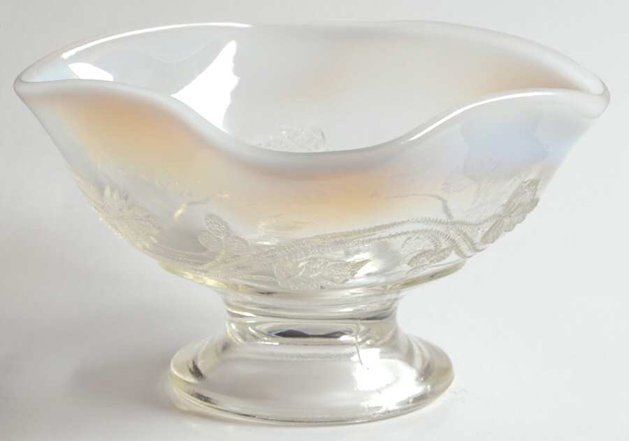 Berry Patch White Opalescent Square Whimsey Bowl by Jefferson Glass-1