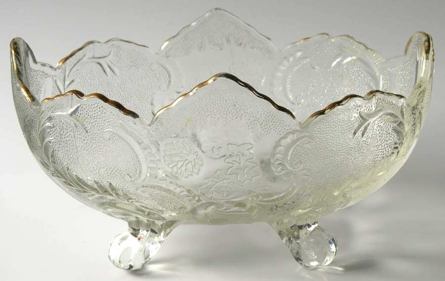 Lombardi (Gold Trim) 10" 4-Toed Footed Bowl by Jeannette-1