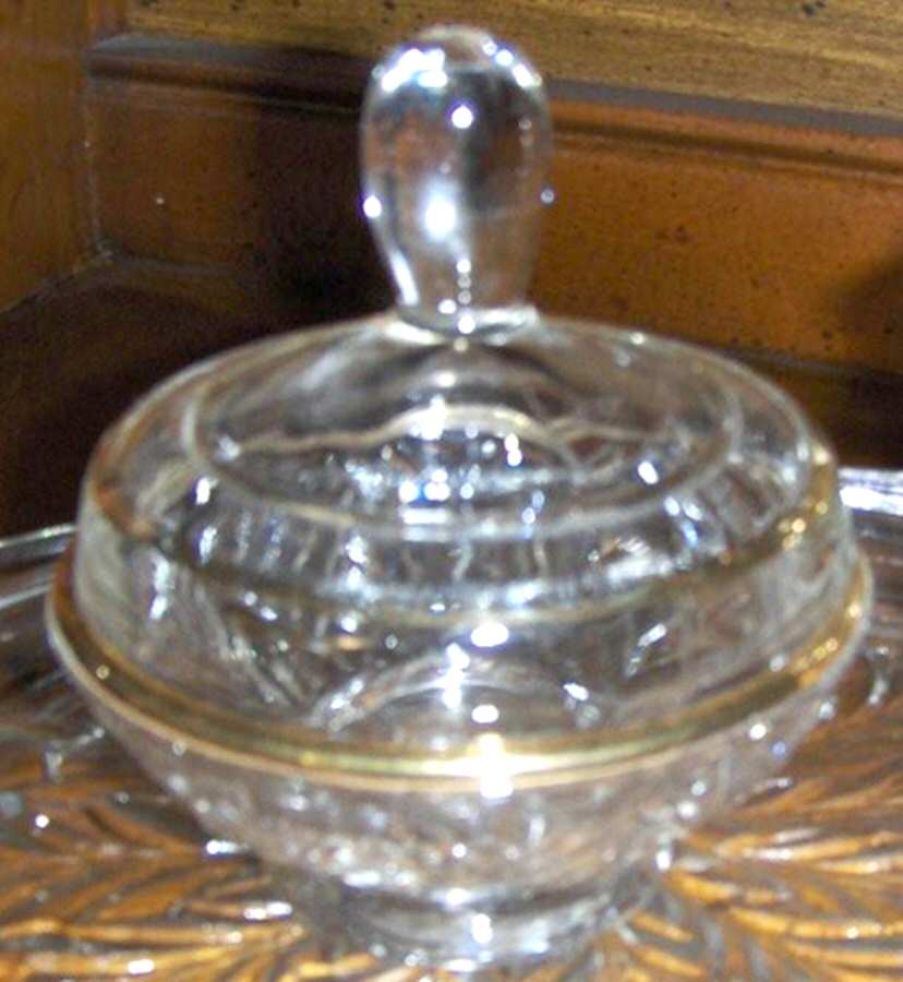 Feather (Gold Trim) Round Puff Box with Lid by Jeannette-1
