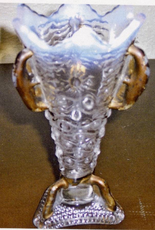 Aurora Borealis White Opalescent 6" Bud Vase by Jefferson Glass-1