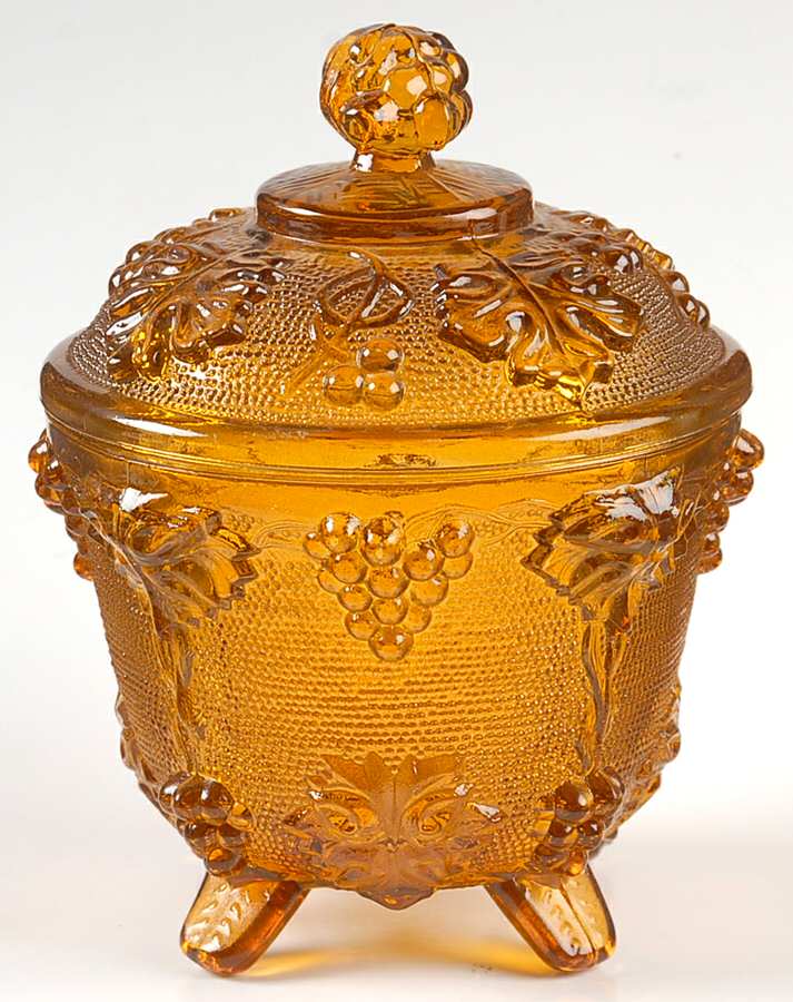 3525 Amber Footed Candy Dish & Lid by Jeannette-1