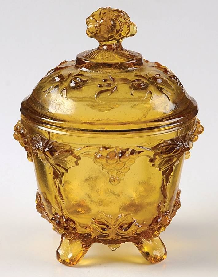 3525 Amber Footed Candy Dish & Lid by Jeannette-1