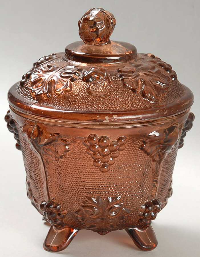3525 Brown Footed Candy Dish & Lid by Jeannette-1