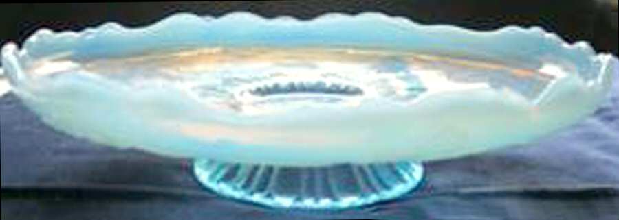 Vintage Blue (Opalescent) Footed Plate by Jefferson Glass-1