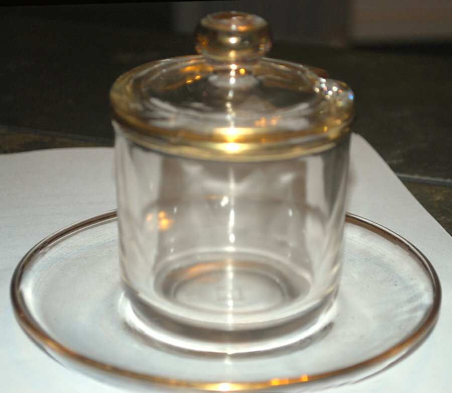 Gold Decor Marmalade with Lid & Underplate by Jeannette-1