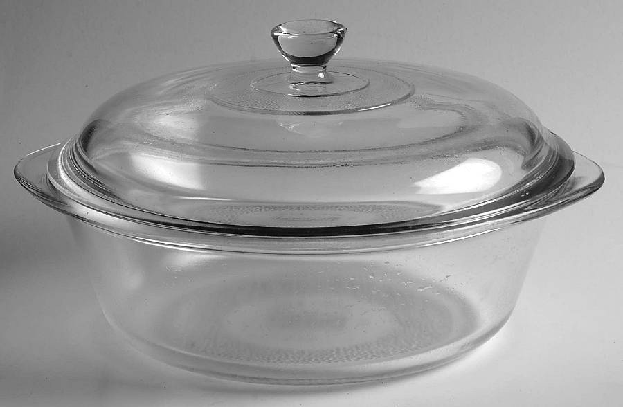 Glasbake 2 Quart Round Covered Casserole by McKee-1