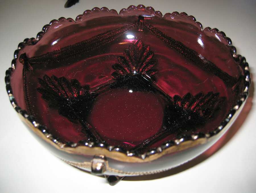 Swag with Brackets Amethyst Small Fruit Dessert Bowl by Jefferson Glass-1