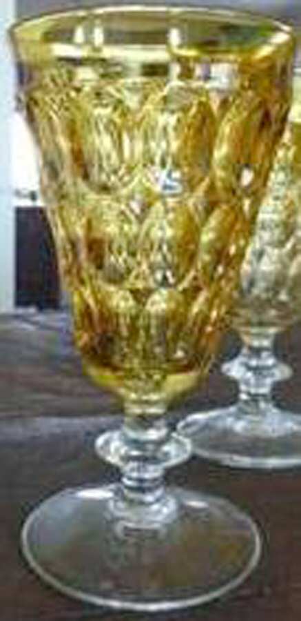Thumbprint Amber Water Goblet by Jeannette-1