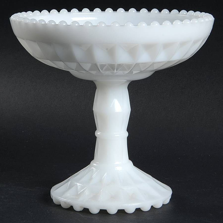 Windsor Milk Glass Round Compote (Height X Width) by Jeannette-1