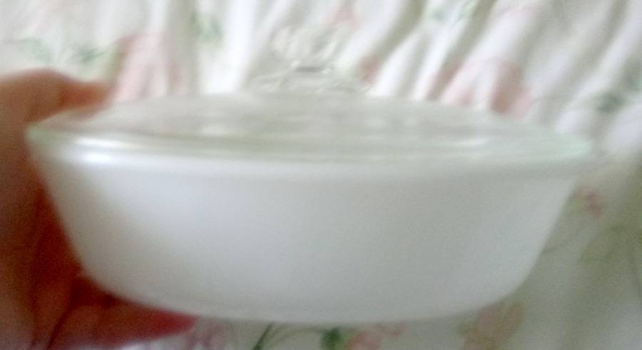 Glasbake Milkglass 1 Quart Covered Oval Casserole by McKee-1
