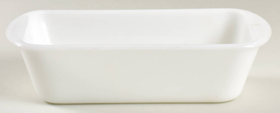 Glasbake Milkglass Loaf Pan by McKee-1