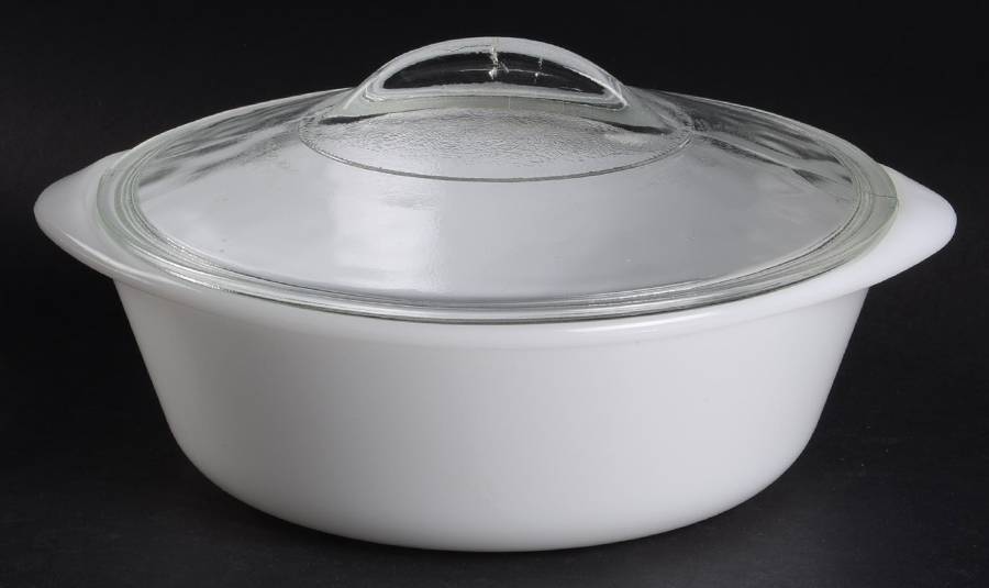 Glasbake Milkglass 2 Quart Round Covered Casserole by McKee-1